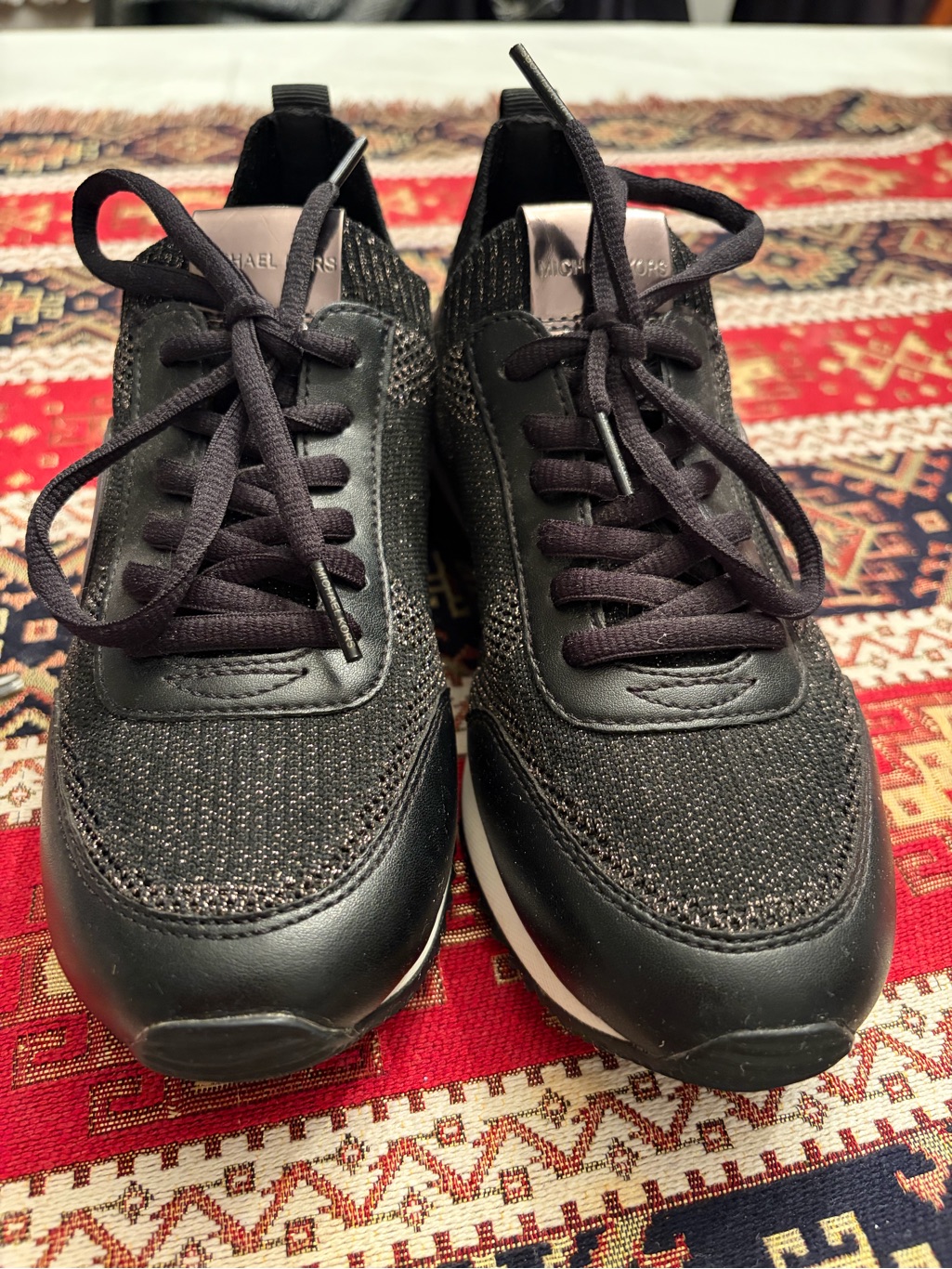Michael Kors Black Knit & Metallic-Accent Sneakers